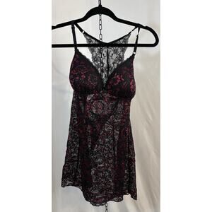 Lilac+London Lace Babydoll & Thong Panty Lingerie Set, KEA081, Black, Medium